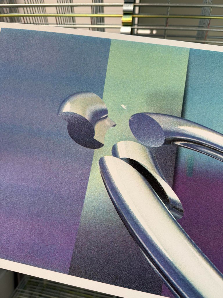Close view of the printed chrome