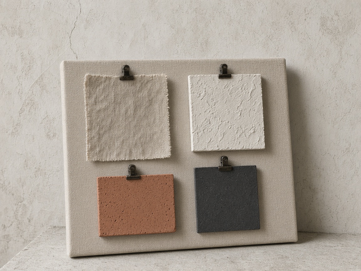 A board of linen, plaster, and clay