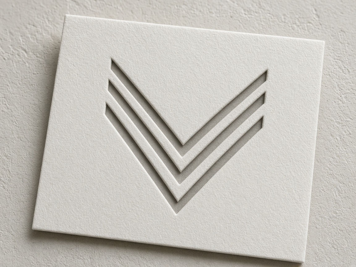 A debossed mark on a cotton card