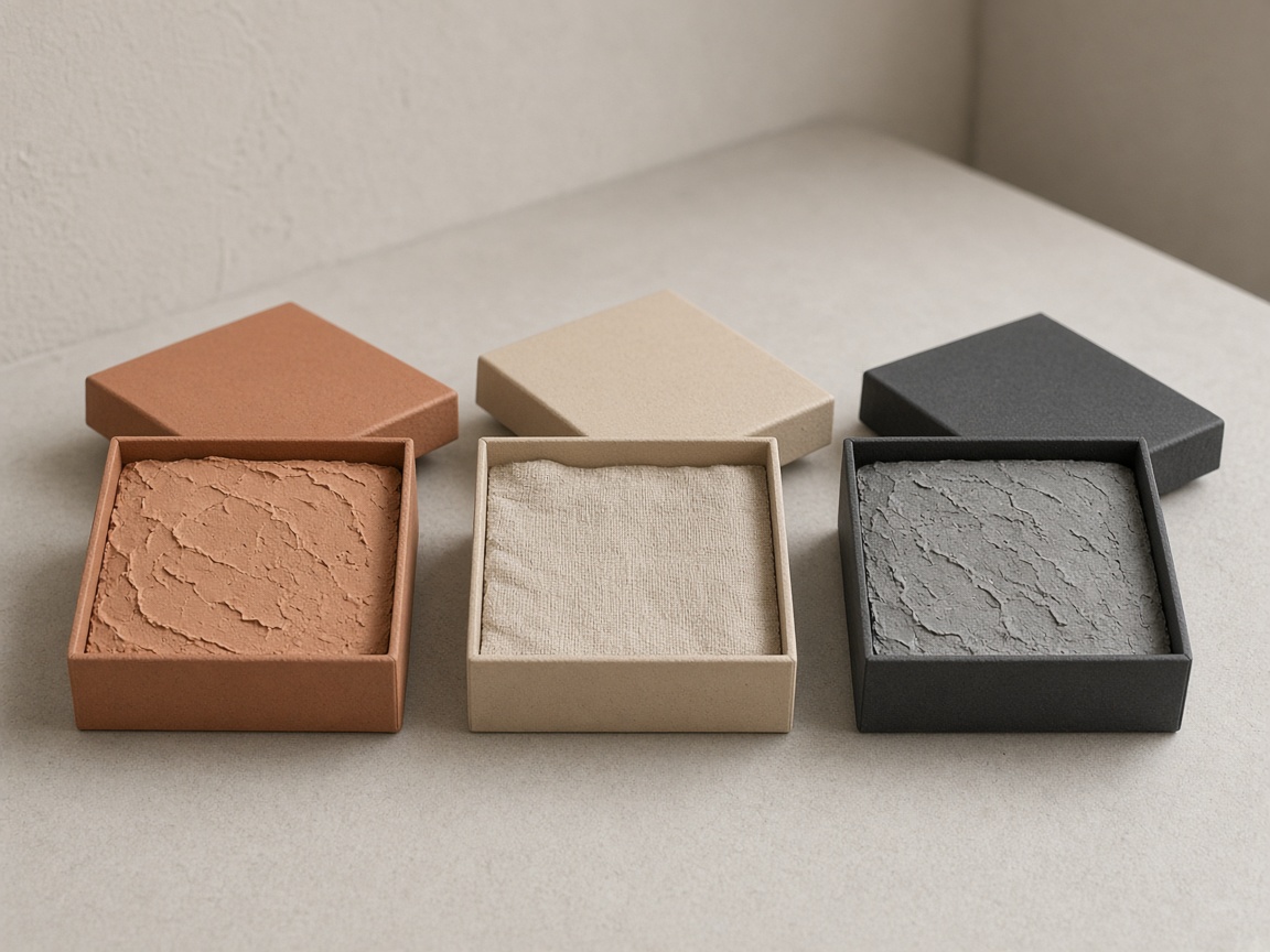 Three material sample boxes