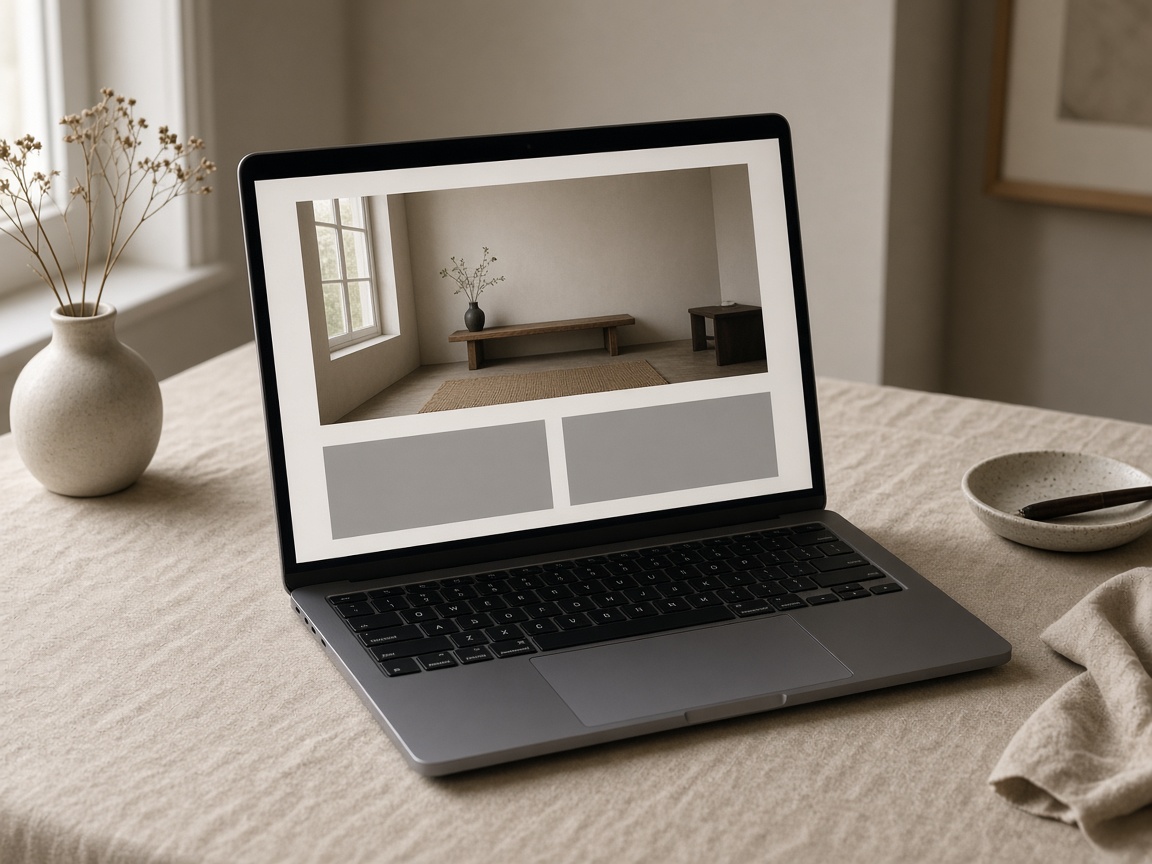 A laptop showing a quiet site