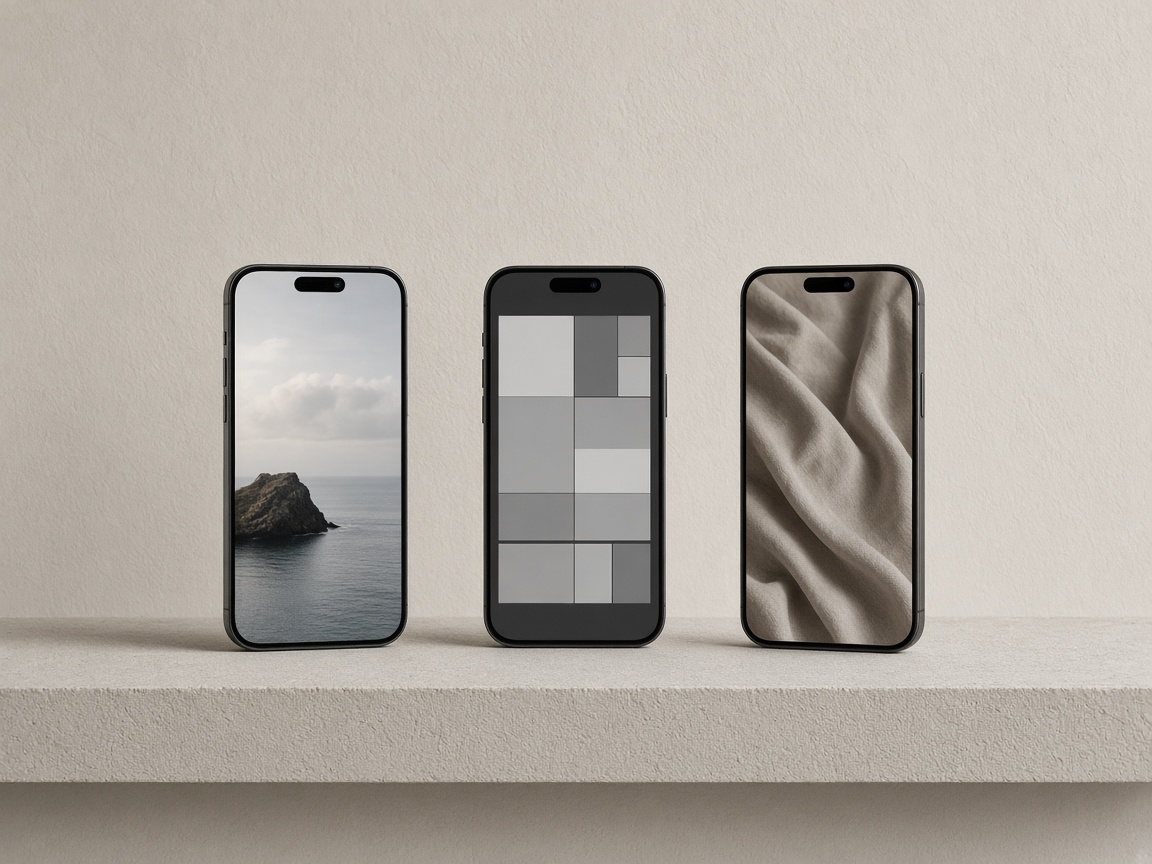 Three phones showing one app
