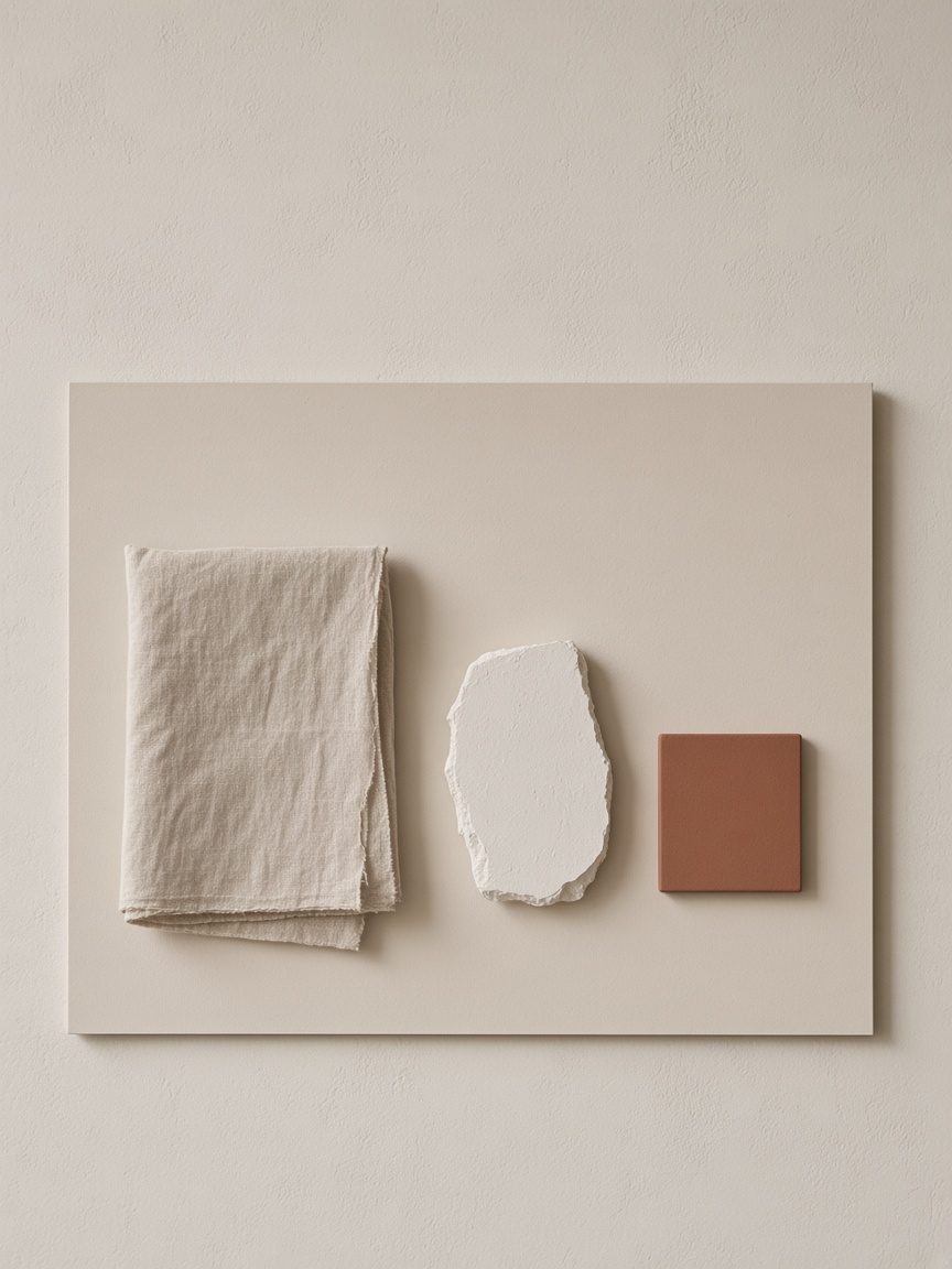 Material board pinned on the wall
